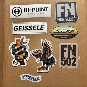 Tactical Brand Sticker Art Lot – FN, Geissele, LMT, Walther, Hi-Point, ETS